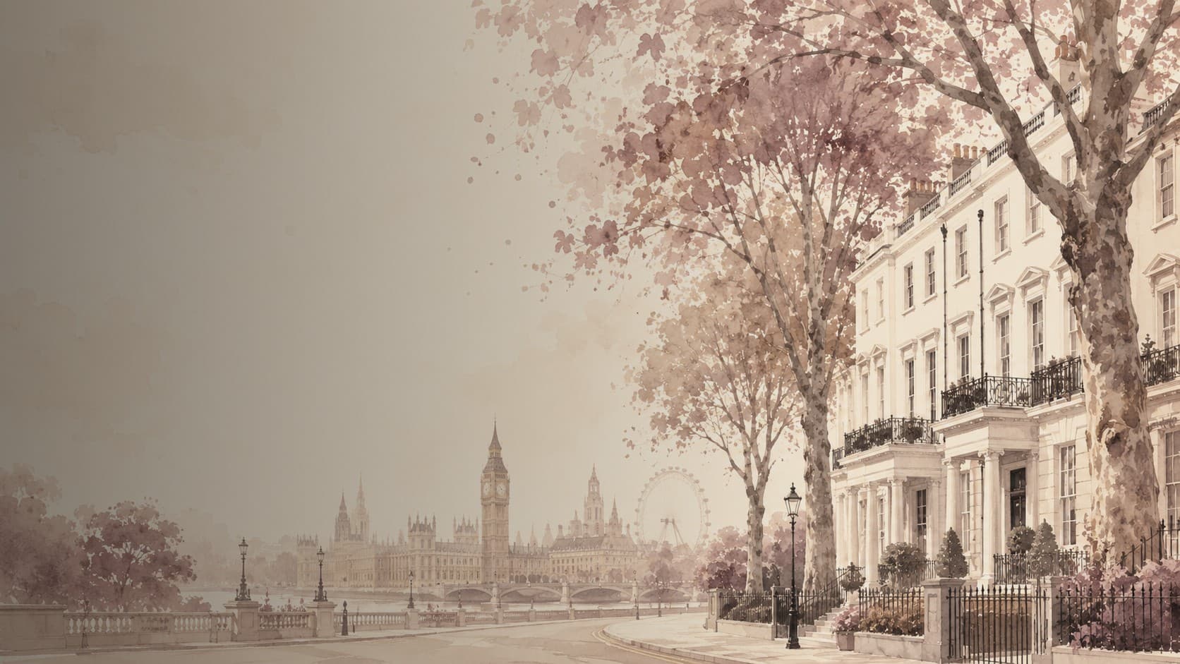 A soft watercolour view of Prime Central London
