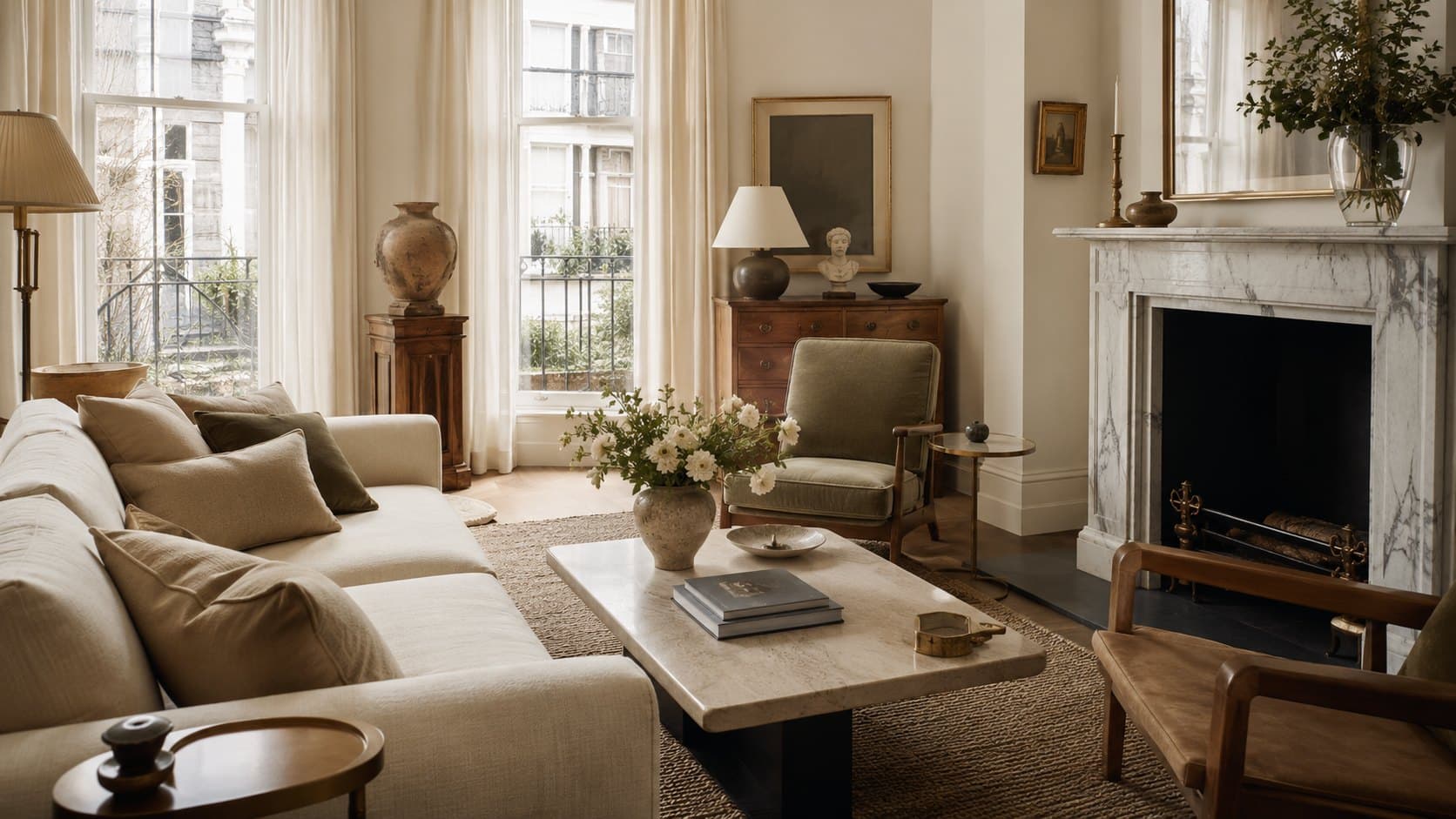 An elegantly furnished living room in a prime central London apartment